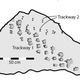 Illustration showing the two trackways on the boulder.